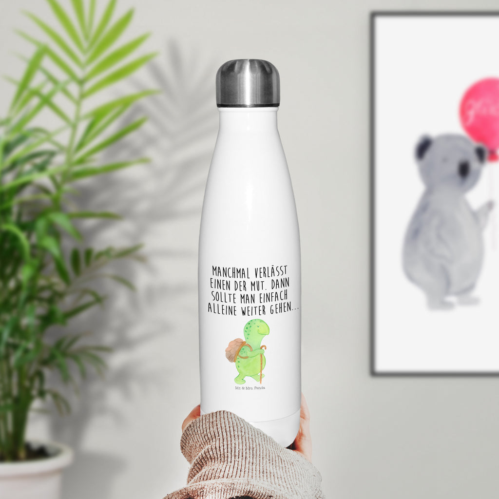 Thermosflasche Schildkröte Wanderer Isolierflasche, Thermoflasche, Trinkflasche, Thermos, Edelstahl, Schildkröte, Schildkröten, Motivation, Motivationsspruch, Motivationssprüche, Neuanfang