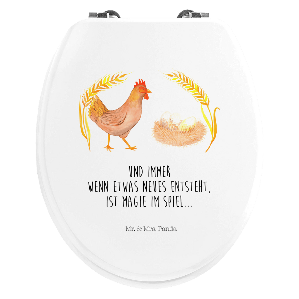 Motiv WC Sitz Huhn stolz Klobrille, Klodeckel, Toilettendeckel, WC-Sitz, Toilette, Bauernhof, Hoftiere, Landwirt, Landwirtin, Hahn, Henne, Hühner, Eier, Hof, Landleben, Motivation, Geburt, Magie, Spruch, Schwangerschaft