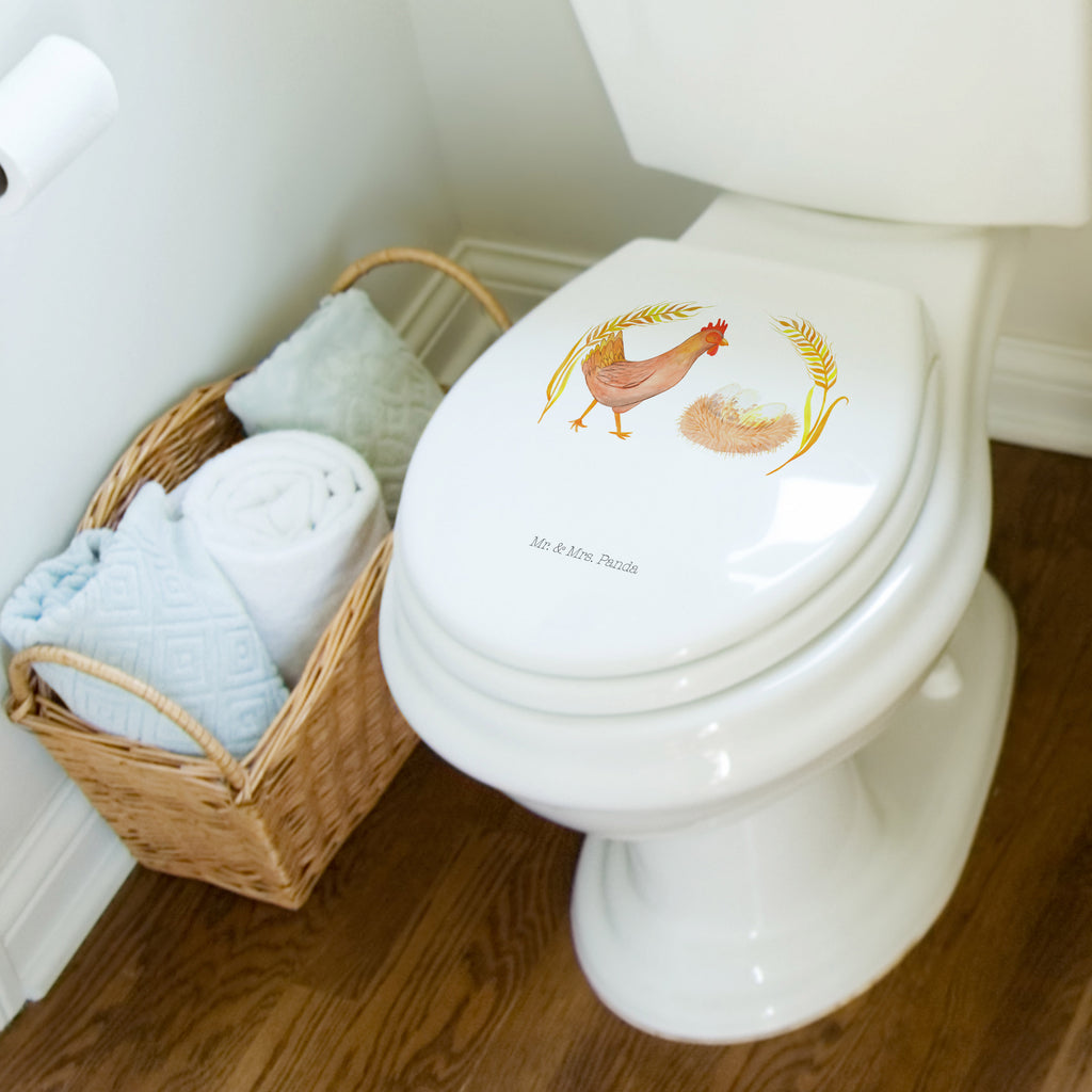 Motiv WC Sitz Huhn stolz Klobrille, Klodeckel, Toilettendeckel, WC-Sitz, Toilette, Bauernhof, Hoftiere, Landwirt, Landwirtin, Hahn, Henne, Hühner, Eier, Hof, Landleben, Motivation, Geburt, Magie, Spruch, Schwangerschaft