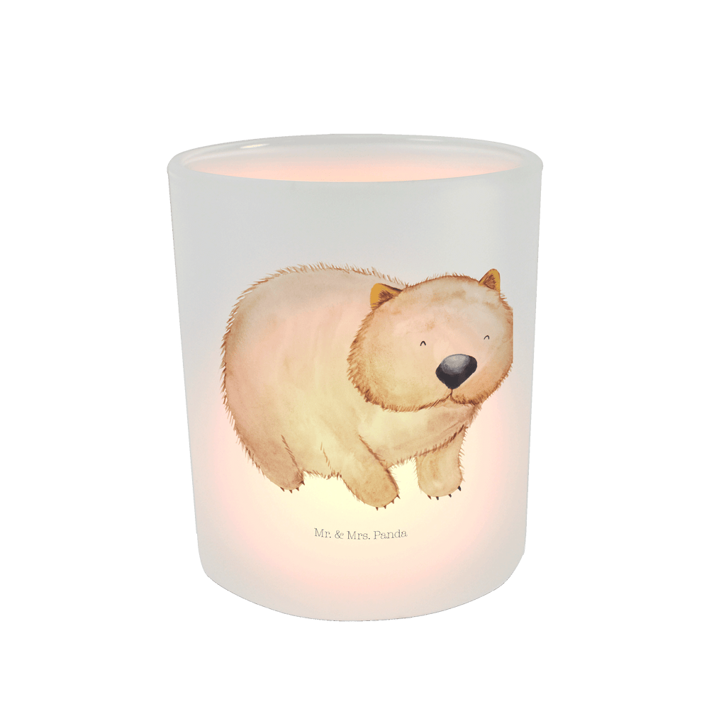 Windlicht Wombat Windlicht Glas, Teelichtglas, Teelichthalter, Teelichter, Kerzenglas, Windlicht Kerze, Kerzenlicht, Tiermotive, Gute Laune, lustige Sprüche, Tiere, Wombat, Das Leben ist schön, Motivation, Spruch, Australien