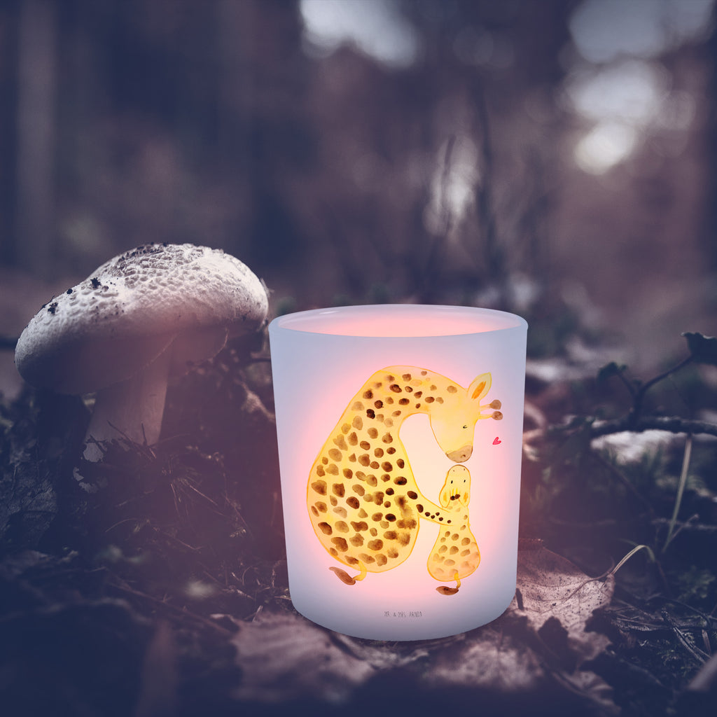 Windlicht Giraffe mit Kind Windlicht Glas, Teelichtglas, Teelichthalter, Teelichter, Kerzenglas, Windlicht Kerze, Kerzenlicht, Afrika, Wildtiere, Giraffe, Kind, Mutter, Mama, Tochter, Sohn, Lieblingsmensch