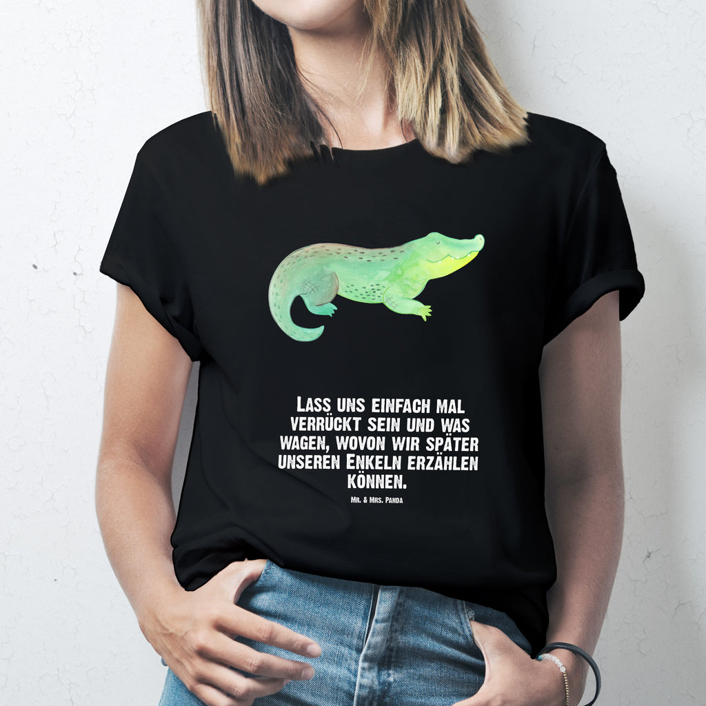 Größe M T-Shirt Krokodil T-Shirt, Shirt, Tshirt, Lustiges T-Shirt, T-Shirt mit Spruch, Party, Junggesellenabschied, Jubiläum, Geburstag, Herrn, Damen, Männer, Frauen, Schlafshirt, Nachthemd, Sprüche, Meerestiere, Meer, Urlaub, Krokodil, Krokodile, verrückt sein, spontan sein, Abenteuerlust, Reiselust, Freundin, beste Freundin, Lieblingsmensch