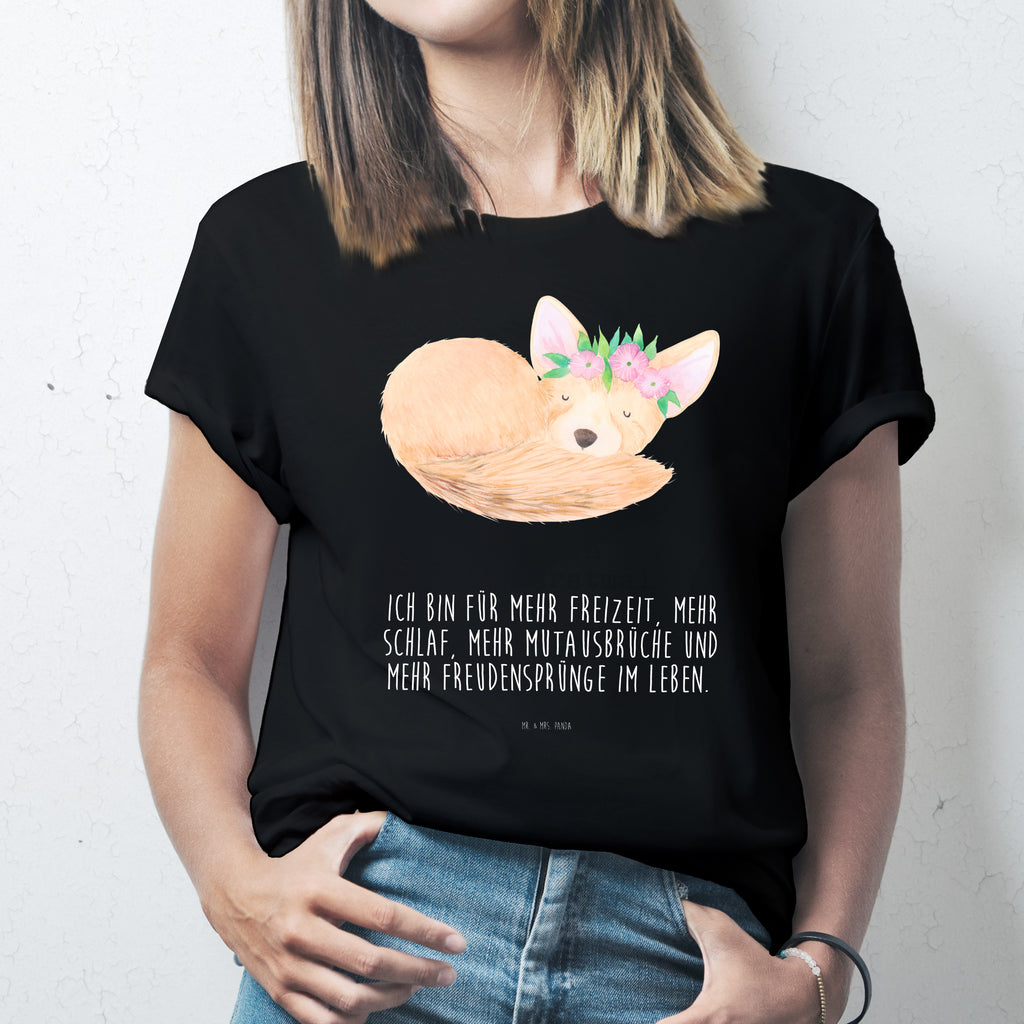 Größe S T-Shirt Wüstenfuchs Blumenkranz T-Shirt, Shirt, Tshirt, Lustiges T-Shirt, T-Shirt mit Spruch, Party, Junggesellenabschied, Jubiläum, Geburstag, Herrn, Damen, Männer, Frauen, Schlafshirt, Nachthemd, Sprüche, Afrika, Wildtiere, Wüste, Wüstenfuchs, Blumen, Blumenkranz, Glücklich