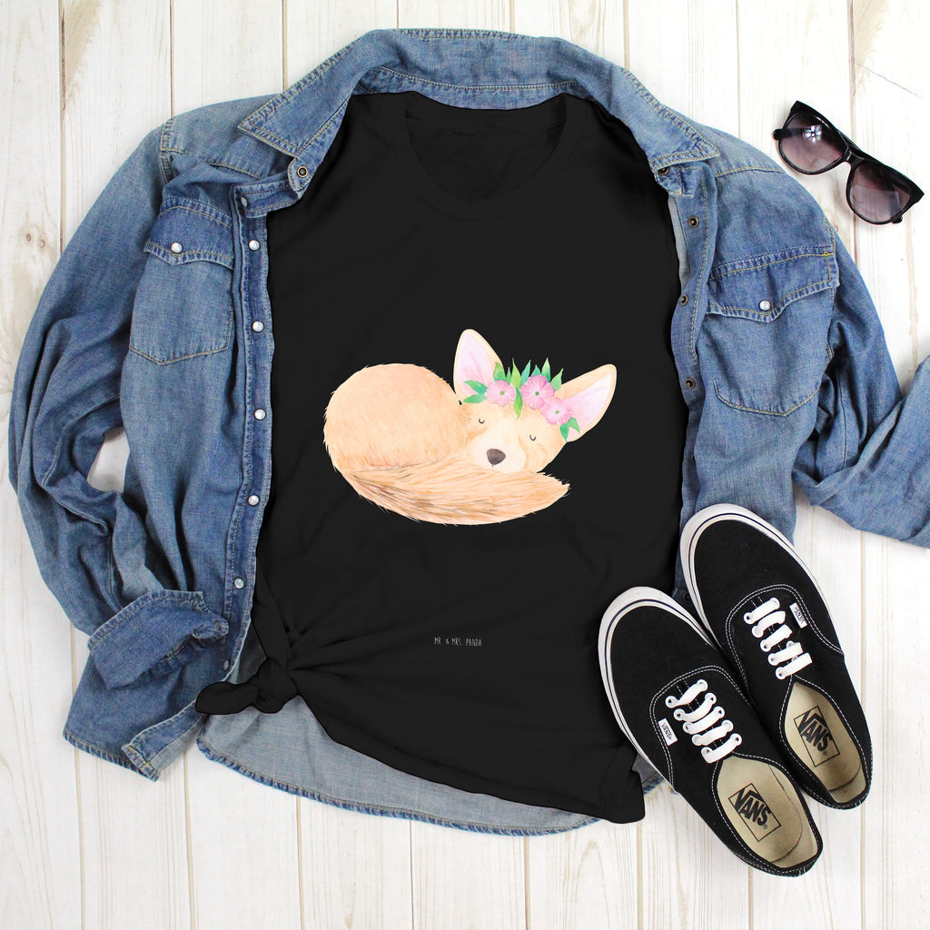 Größe S T-Shirt Wüstenfuchs Blumenkranz T-Shirt, Shirt, Tshirt, Lustiges T-Shirt, T-Shirt mit Spruch, Party, Junggesellenabschied, Jubiläum, Geburstag, Herrn, Damen, Männer, Frauen, Schlafshirt, Nachthemd, Sprüche, Afrika, Wildtiere, Wüste, Wüstenfuchs, Blumen, Blumenkranz, Glücklich