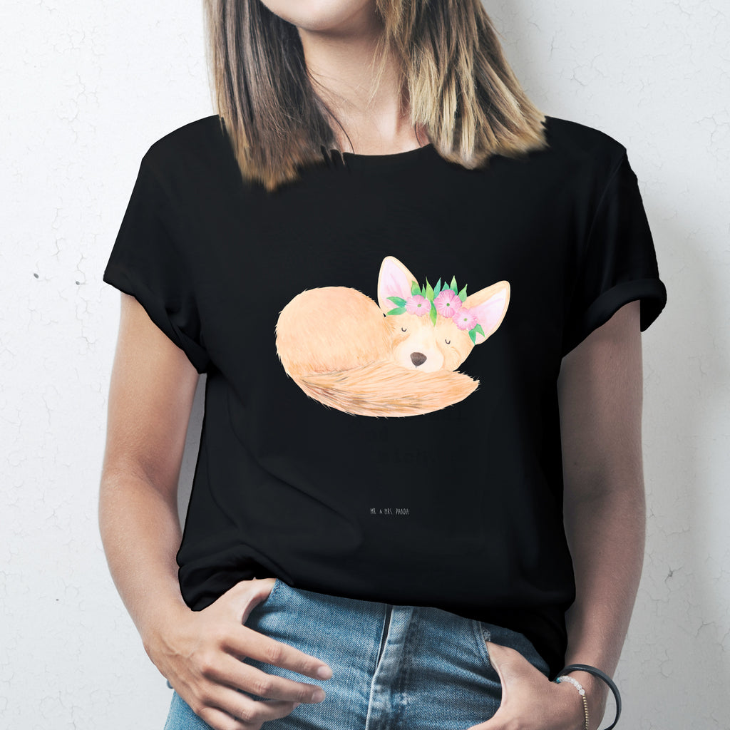 Größe S T-Shirt Wüstenfuchs Blumenkranz T-Shirt, Shirt, Tshirt, Lustiges T-Shirt, T-Shirt mit Spruch, Party, Junggesellenabschied, Jubiläum, Geburstag, Herrn, Damen, Männer, Frauen, Schlafshirt, Nachthemd, Sprüche, Afrika, Wildtiere, Wüste, Wüstenfuchs, Blumen, Blumenkranz, Glücklich