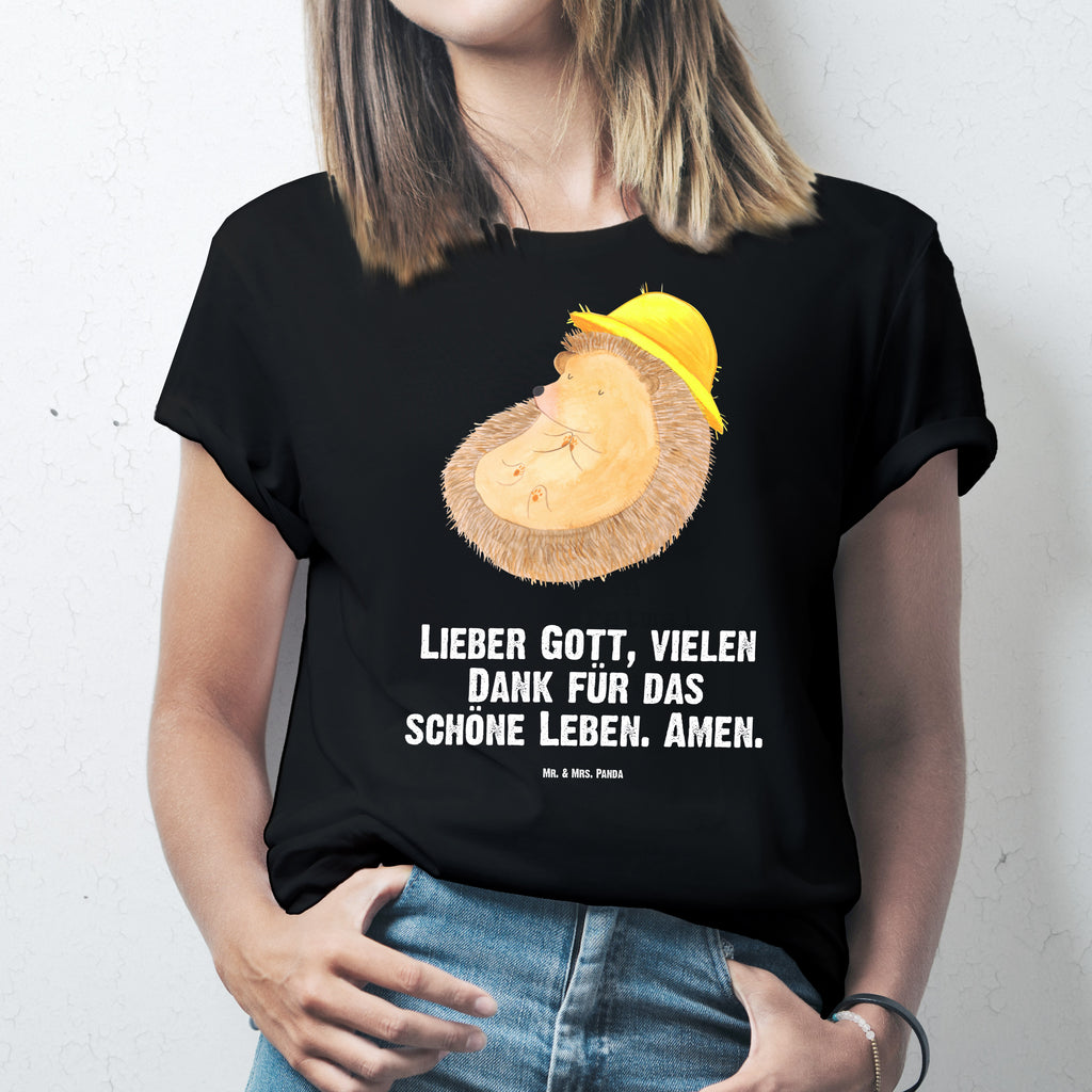 Größe XXL T-Shirt Igel betet T-Shirt, Shirt, Tshirt, Lustiges T-Shirt, T-Shirt mit Spruch, Party, Junggesellenabschied, Jubiläum, Geburstag, Herrn, Damen, Männer, Frauen, Schlafshirt, Nachthemd, Sprüche, Tiermotive, Gute Laune, lustige Sprüche, Tiere, Igel, Igel mit Hut, Sonnenhut, Gott, Amen, beten, Leben, Dankbarkeit, Dankbar sein, dankbar, genießen