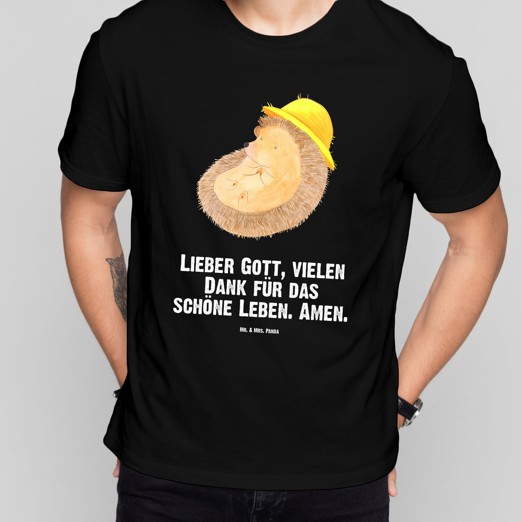 Größe XXL T-Shirt Igel betet T-Shirt, Shirt, Tshirt, Lustiges T-Shirt, T-Shirt mit Spruch, Party, Junggesellenabschied, Jubiläum, Geburstag, Herrn, Damen, Männer, Frauen, Schlafshirt, Nachthemd, Sprüche, Tiermotive, Gute Laune, lustige Sprüche, Tiere, Igel, Igel mit Hut, Sonnenhut, Gott, Amen, beten, Leben, Dankbarkeit, Dankbar sein, dankbar, genießen