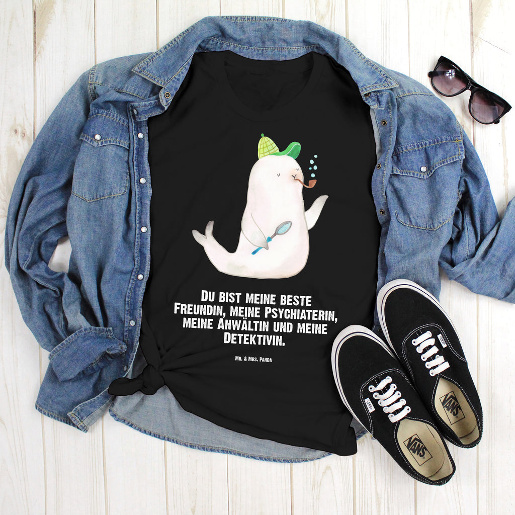 Größe L T-Shirt Robbe Sherlock T-Shirt, Shirt, Tshirt, Lustiges T-Shirt, T-Shirt mit Spruch, Party, Junggesellenabschied, Jubiläum, Geburstag, Herrn, Damen, Männer, Frauen, Schlafshirt, Nachthemd, Sprüche, Tiermotive, Gute Laune, lustige Sprüche, Tiere