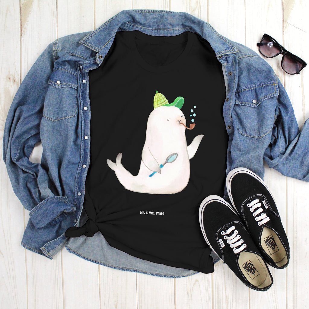 Größe L T-Shirt Robbe Sherlock T-Shirt, Shirt, Tshirt, Lustiges T-Shirt, T-Shirt mit Spruch, Party, Junggesellenabschied, Jubiläum, Geburstag, Herrn, Damen, Männer, Frauen, Schlafshirt, Nachthemd, Sprüche, Tiermotive, Gute Laune, lustige Sprüche, Tiere