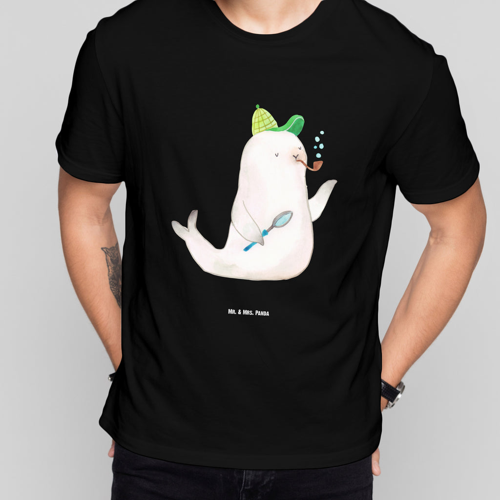 Größe L T-Shirt Robbe Sherlock T-Shirt, Shirt, Tshirt, Lustiges T-Shirt, T-Shirt mit Spruch, Party, Junggesellenabschied, Jubiläum, Geburstag, Herrn, Damen, Männer, Frauen, Schlafshirt, Nachthemd, Sprüche, Tiermotive, Gute Laune, lustige Sprüche, Tiere