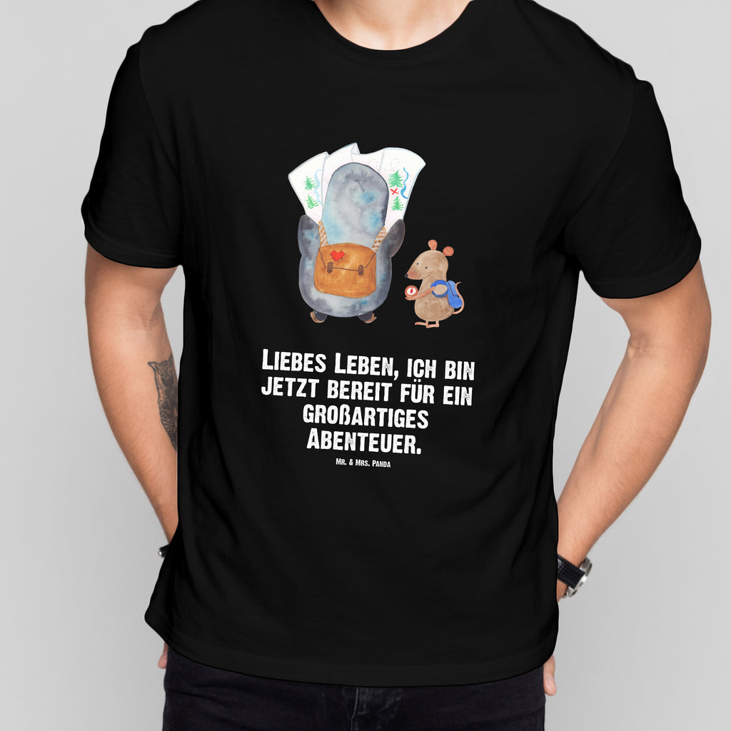 Größe M T-Shirt Pinguin & Maus Wanderer T-Shirt, Shirt, Tshirt, Lustiges T-Shirt, T-Shirt mit Spruch, Party, Junggesellenabschied, Jubiläum, Geburstag, Herrn, Damen, Männer, Frauen, Schlafshirt, Nachthemd, Sprüche, Pinguin, Pinguine, Abenteurer, Abenteuer, Roadtrip, Ausflug, Wanderlust, wandern