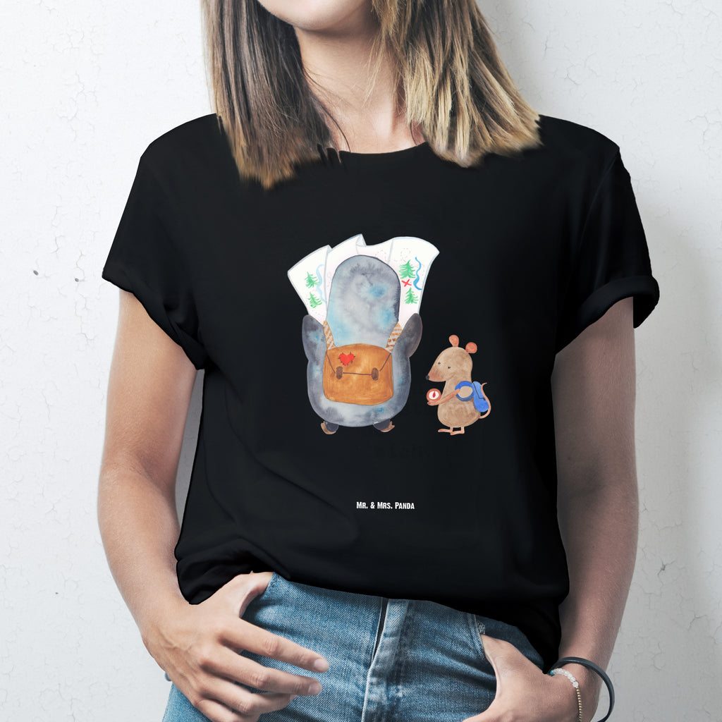 Größe M T-Shirt Pinguin & Maus Wanderer T-Shirt, Shirt, Tshirt, Lustiges T-Shirt, T-Shirt mit Spruch, Party, Junggesellenabschied, Jubiläum, Geburstag, Herrn, Damen, Männer, Frauen, Schlafshirt, Nachthemd, Sprüche, Pinguin, Pinguine, Abenteurer, Abenteuer, Roadtrip, Ausflug, Wanderlust, wandern