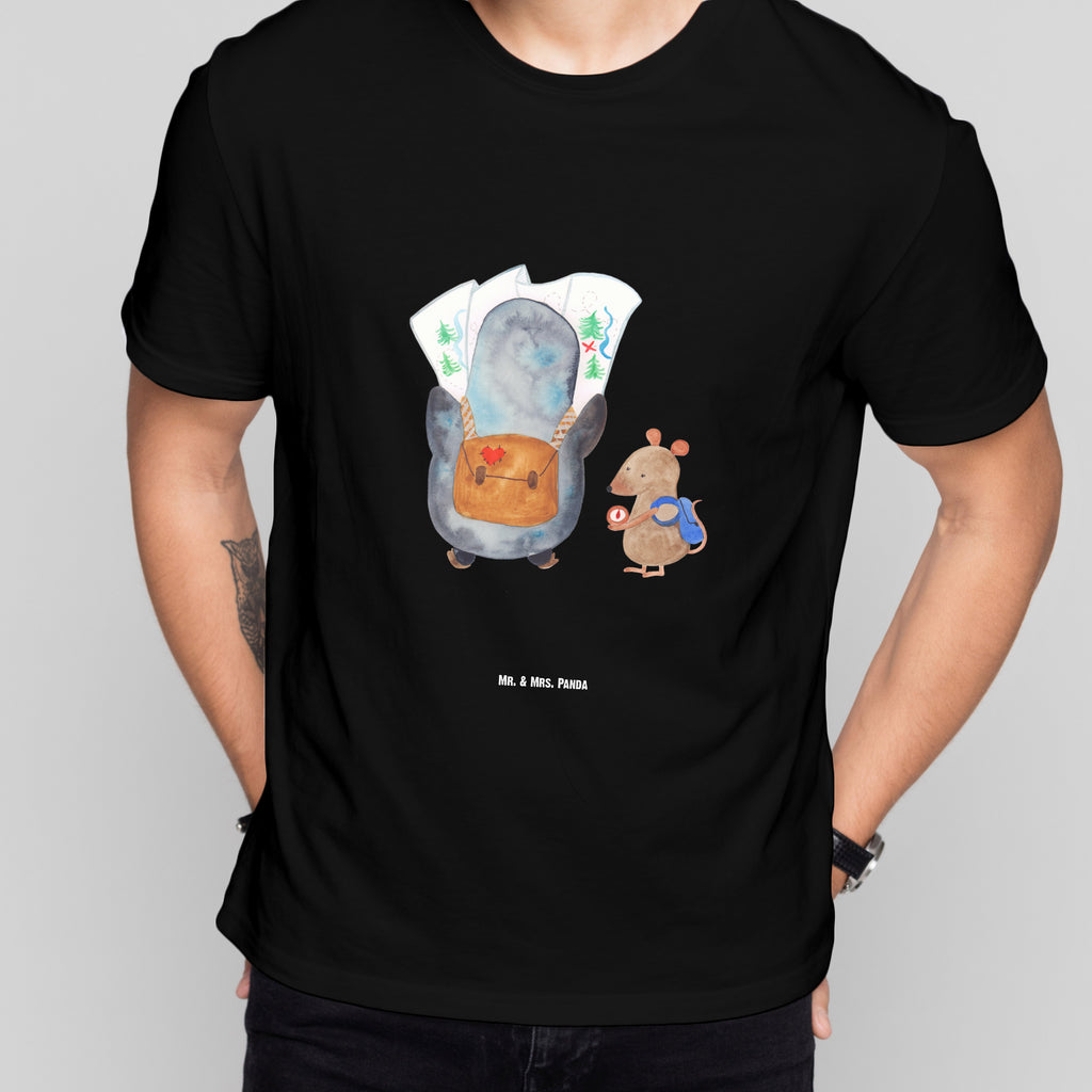 Größe M T-Shirt Pinguin & Maus Wanderer T-Shirt, Shirt, Tshirt, Lustiges T-Shirt, T-Shirt mit Spruch, Party, Junggesellenabschied, Jubiläum, Geburstag, Herrn, Damen, Männer, Frauen, Schlafshirt, Nachthemd, Sprüche, Pinguin, Pinguine, Abenteurer, Abenteuer, Roadtrip, Ausflug, Wanderlust, wandern