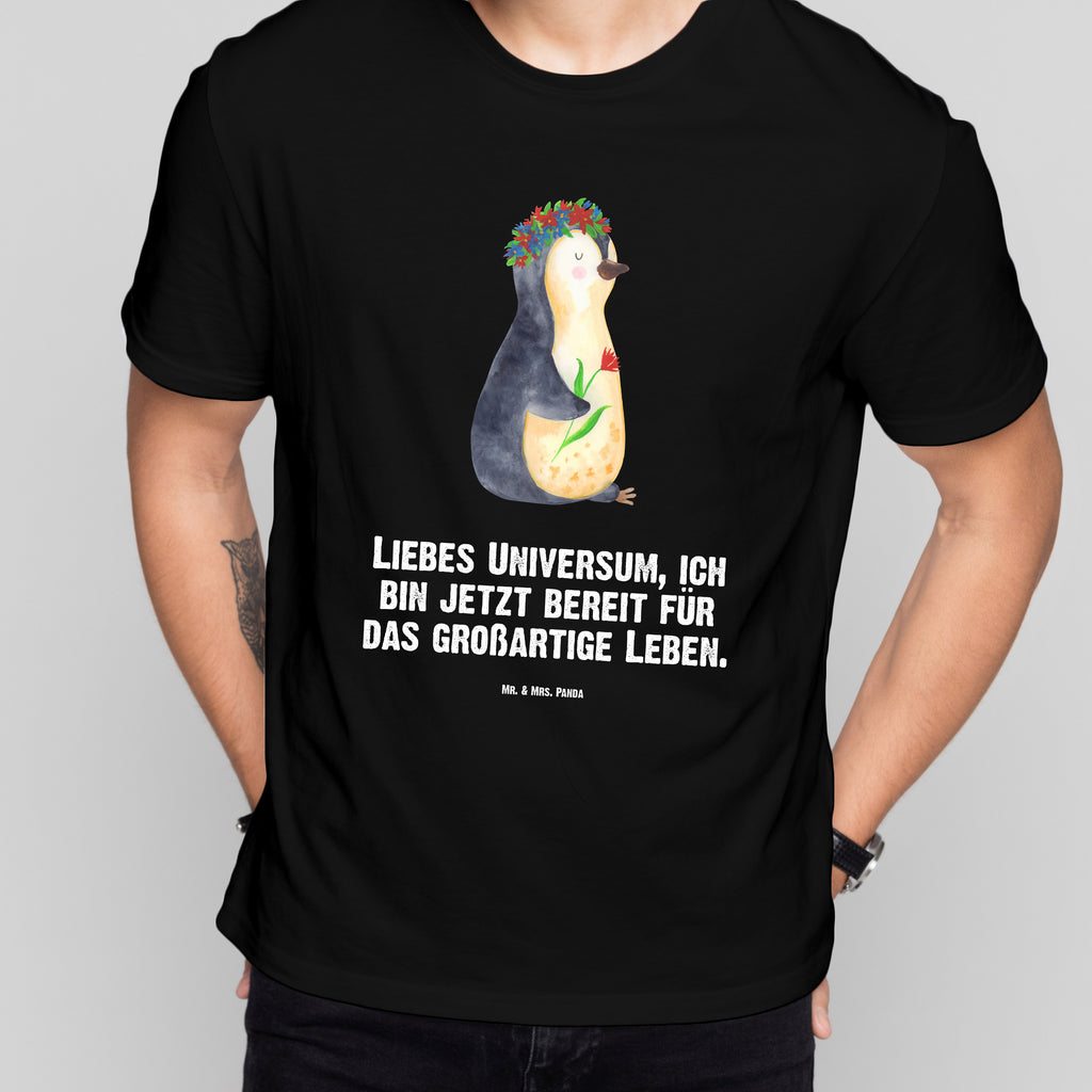 Größe XL T-Shirt Pinguin Blumenkranz T-Shirt, Shirt, Tshirt, Lustiges T-Shirt, T-Shirt mit Spruch, Party, Junggesellenabschied, Jubiläum, Geburstag, Herrn, Damen, Männer, Frauen, Schlafshirt, Nachthemd, Sprüche, Pinguin, Pinguine, Blumenkranz, Universum, Leben, Wünsche, Ziele, Lebensziele, Motivation, Lebenslust, Liebeskummer, Geschenkidee