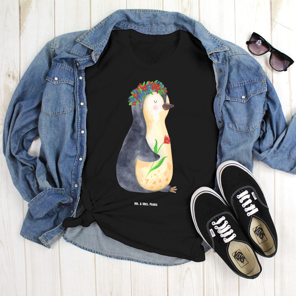 Größe XL T-Shirt Pinguin Blumenkranz T-Shirt, Shirt, Tshirt, Lustiges T-Shirt, T-Shirt mit Spruch, Party, Junggesellenabschied, Jubiläum, Geburstag, Herrn, Damen, Männer, Frauen, Schlafshirt, Nachthemd, Sprüche, Pinguin, Pinguine, Blumenkranz, Universum, Leben, Wünsche, Ziele, Lebensziele, Motivation, Lebenslust, Liebeskummer, Geschenkidee