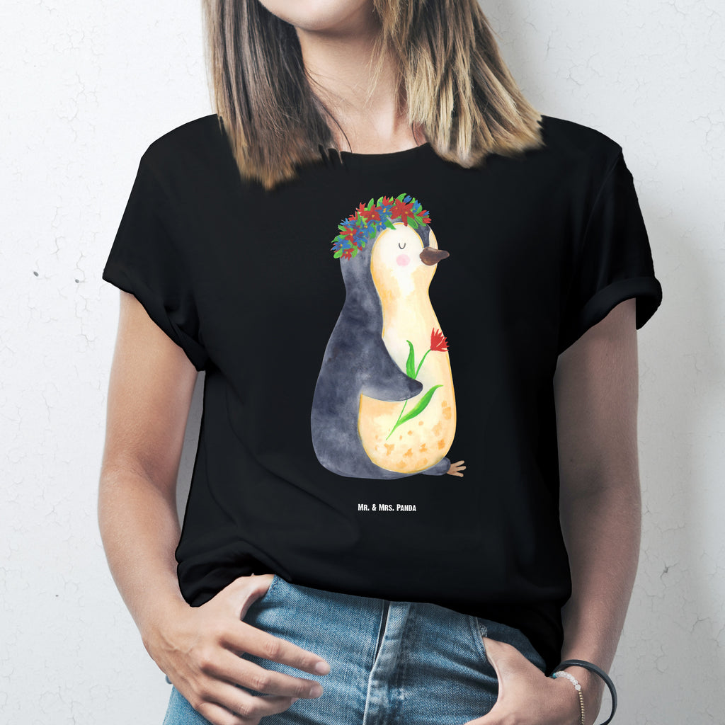 Größe XL T-Shirt Pinguin Blumenkranz T-Shirt, Shirt, Tshirt, Lustiges T-Shirt, T-Shirt mit Spruch, Party, Junggesellenabschied, Jubiläum, Geburstag, Herrn, Damen, Männer, Frauen, Schlafshirt, Nachthemd, Sprüche, Pinguin, Pinguine, Blumenkranz, Universum, Leben, Wünsche, Ziele, Lebensziele, Motivation, Lebenslust, Liebeskummer, Geschenkidee