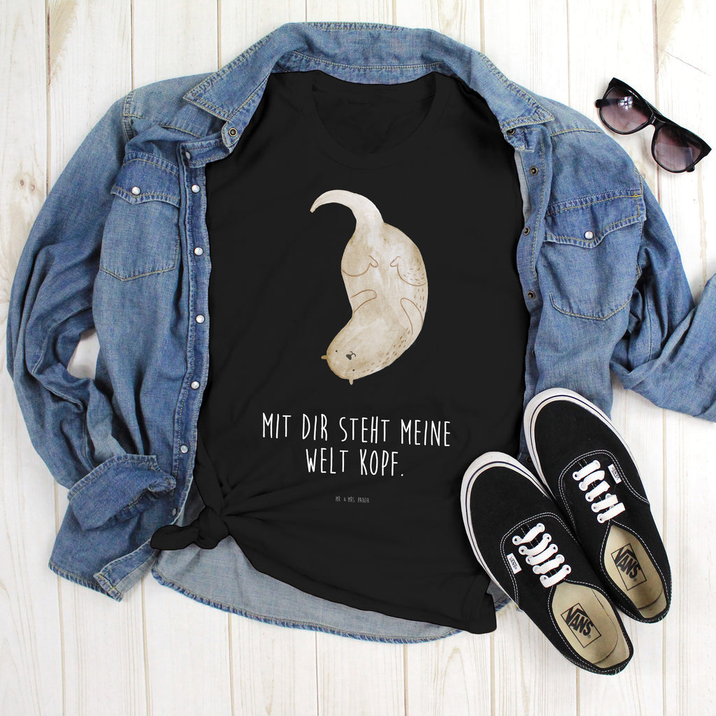 Größe S T-Shirt Otter kopfüber T-Shirt, Shirt, Tshirt, Lustiges T-Shirt, T-Shirt mit Spruch, Party, Junggesellenabschied, Jubiläum, Geburstag, Herrn, Damen, Männer, Frauen, Schlafshirt, Nachthemd, Sprüche, Otter, Fischotter, Seeotter, Otter Seeotter See Otter