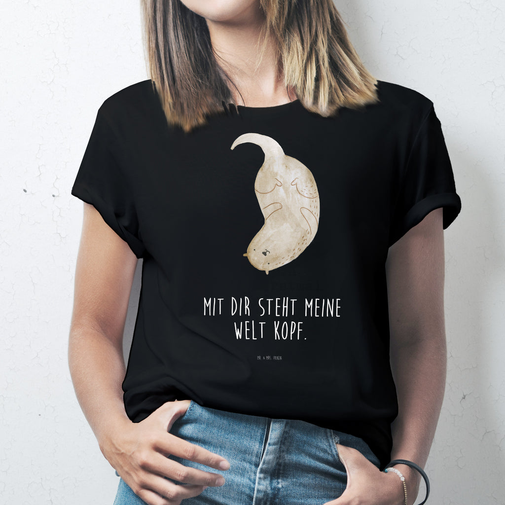 Größe S T-Shirt Otter kopfüber T-Shirt, Shirt, Tshirt, Lustiges T-Shirt, T-Shirt mit Spruch, Party, Junggesellenabschied, Jubiläum, Geburstag, Herrn, Damen, Männer, Frauen, Schlafshirt, Nachthemd, Sprüche, Otter, Fischotter, Seeotter, Otter Seeotter See Otter