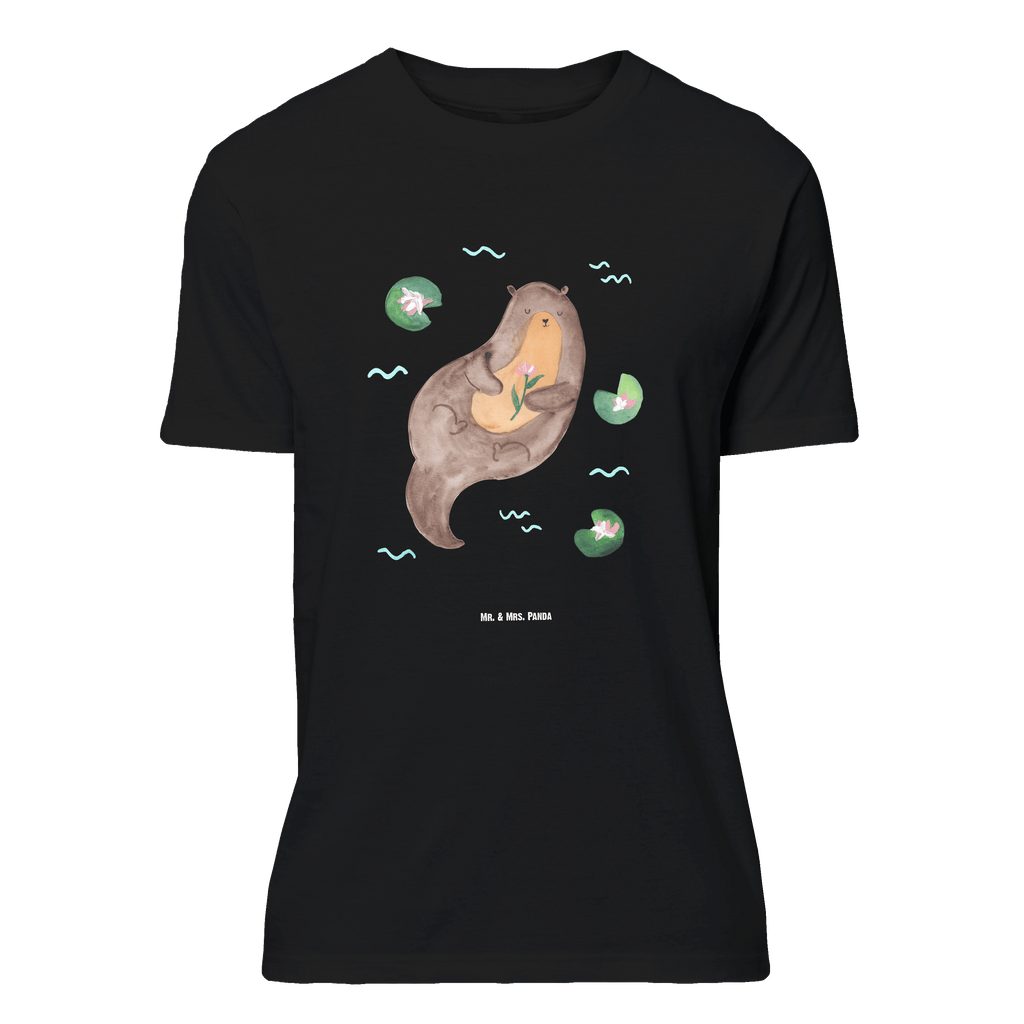 Größe L T-Shirt Otter mit Seerose T-Shirt, Shirt, Tshirt, Lustiges T-Shirt, T-Shirt mit Spruch, Party, Junggesellenabschied, Jubiläum, Geburstag, Herrn, Damen, Männer, Frauen, Schlafshirt, Nachthemd, Sprüche, Otter, Fischotter, Seeotter, Otter Seeotter See Otter