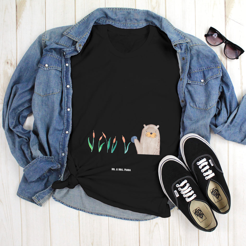 Größe L T-Shirt Otter mit Stein T-Shirt, Shirt, Tshirt, Lustiges T-Shirt, T-Shirt mit Spruch, Party, Junggesellenabschied, Jubiläum, Geburstag, Herrn, Damen, Männer, Frauen, Schlafshirt, Nachthemd, Sprüche, Otter, Fischotter, Seeotter, Otter Seeotter See Otter