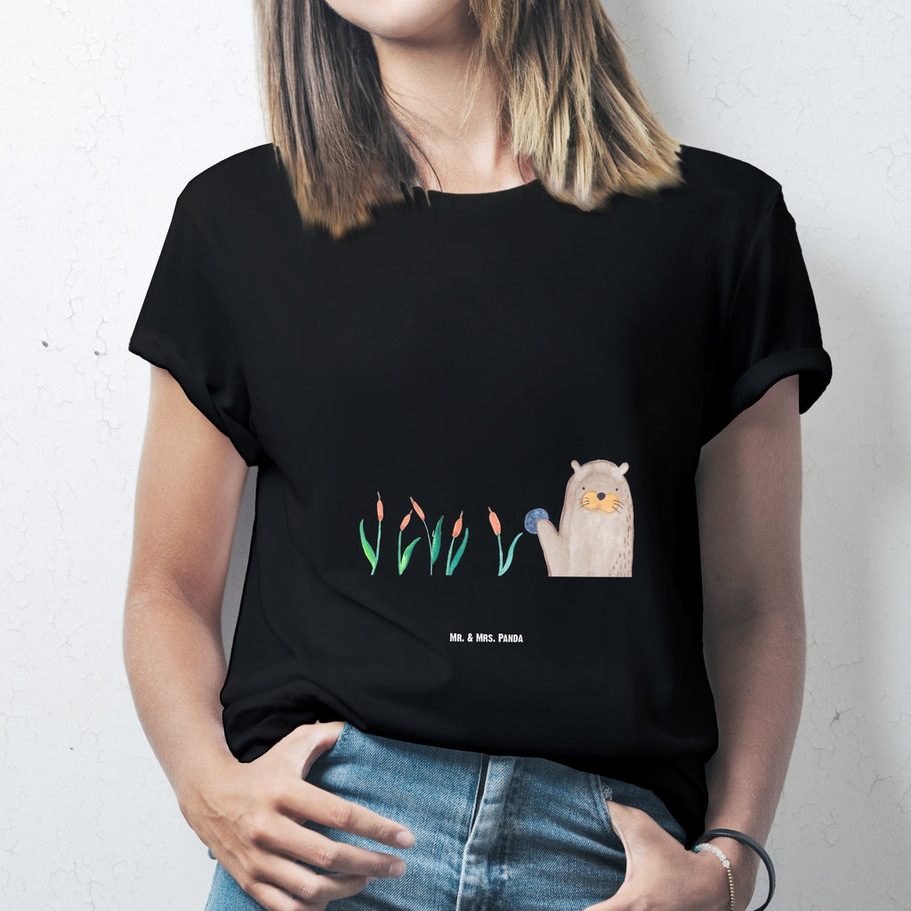Größe L T-Shirt Otter mit Stein T-Shirt, Shirt, Tshirt, Lustiges T-Shirt, T-Shirt mit Spruch, Party, Junggesellenabschied, Jubiläum, Geburstag, Herrn, Damen, Männer, Frauen, Schlafshirt, Nachthemd, Sprüche, Otter, Fischotter, Seeotter, Otter Seeotter See Otter
