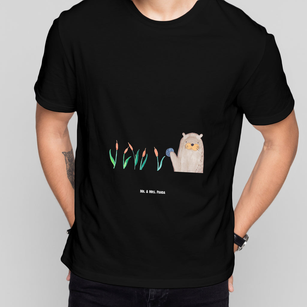 Größe L T-Shirt Otter mit Stein T-Shirt, Shirt, Tshirt, Lustiges T-Shirt, T-Shirt mit Spruch, Party, Junggesellenabschied, Jubiläum, Geburstag, Herrn, Damen, Männer, Frauen, Schlafshirt, Nachthemd, Sprüche, Otter, Fischotter, Seeotter, Otter Seeotter See Otter