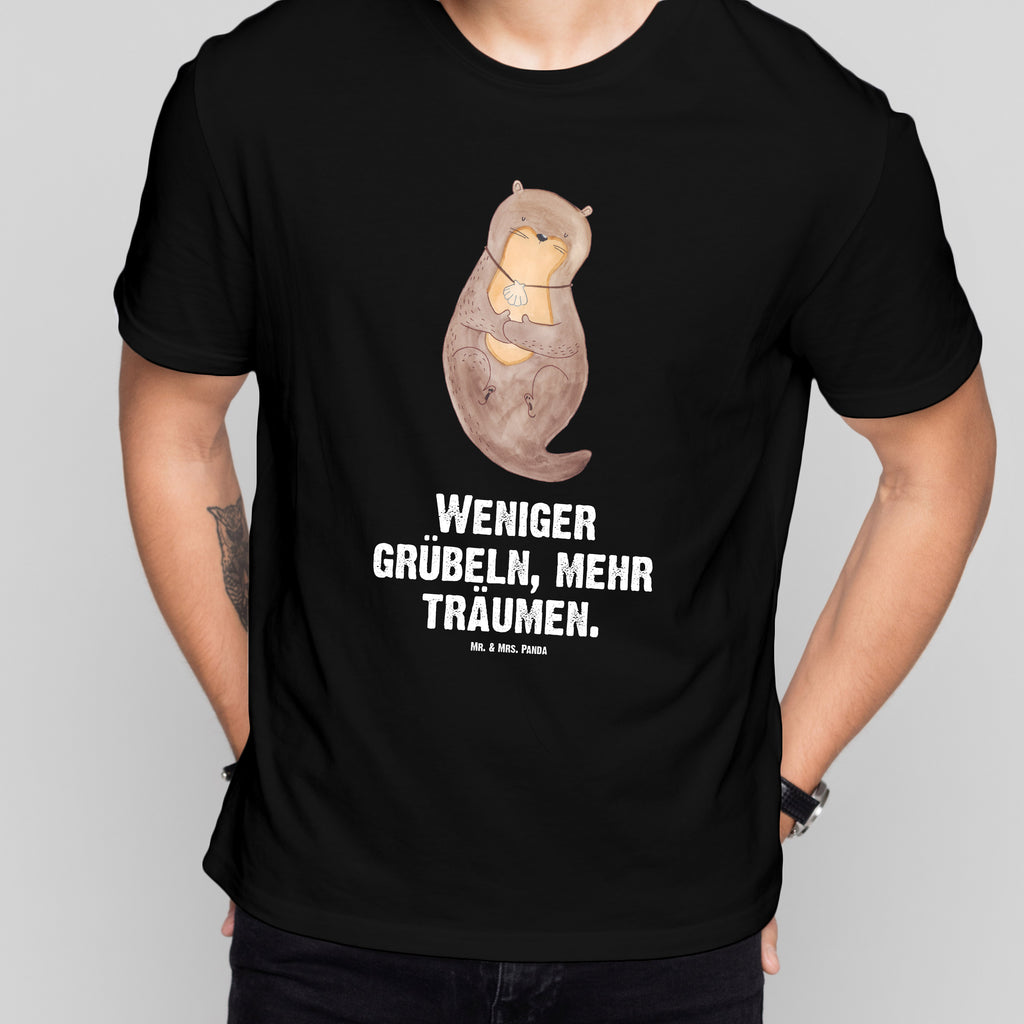 Größe XL T-Shirt Otter mit Muschelmedaillon T-Shirt, Shirt, Tshirt, Lustiges T-Shirt, T-Shirt mit Spruch, Party, Junggesellenabschied, Jubiläum, Geburstag, Herrn, Damen, Männer, Frauen, Schlafshirt, Nachthemd, Sprüche, Otter, Fischotter, Seeotter, Otterliebe, grübeln, träumen, Motivation, Tagträumen, Büro