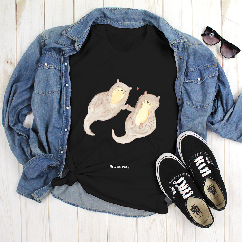 Größe XL T-Shirt Otter händchenhaltend T-Shirt, Shirt, Tshirt, Lustiges T-Shirt, T-Shirt mit Spruch, Party, Junggesellenabschied, Jubiläum, Geburstag, Herrn, Damen, Männer, Frauen, Schlafshirt, Nachthemd, Sprüche, Otter, Fischotter, Seeotter, Otter Seeotter See Otter