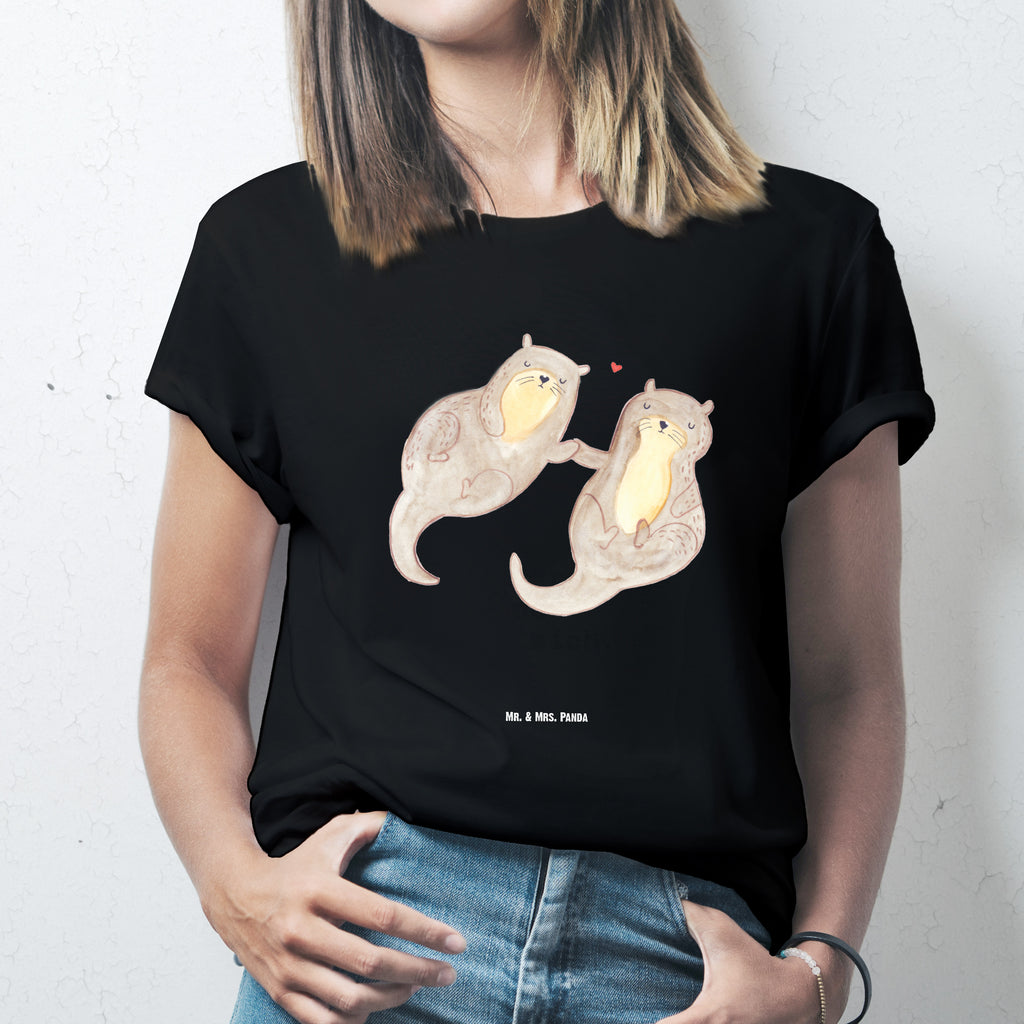 Größe XL T-Shirt Otter händchenhaltend T-Shirt, Shirt, Tshirt, Lustiges T-Shirt, T-Shirt mit Spruch, Party, Junggesellenabschied, Jubiläum, Geburstag, Herrn, Damen, Männer, Frauen, Schlafshirt, Nachthemd, Sprüche, Otter, Fischotter, Seeotter, Otter Seeotter See Otter
