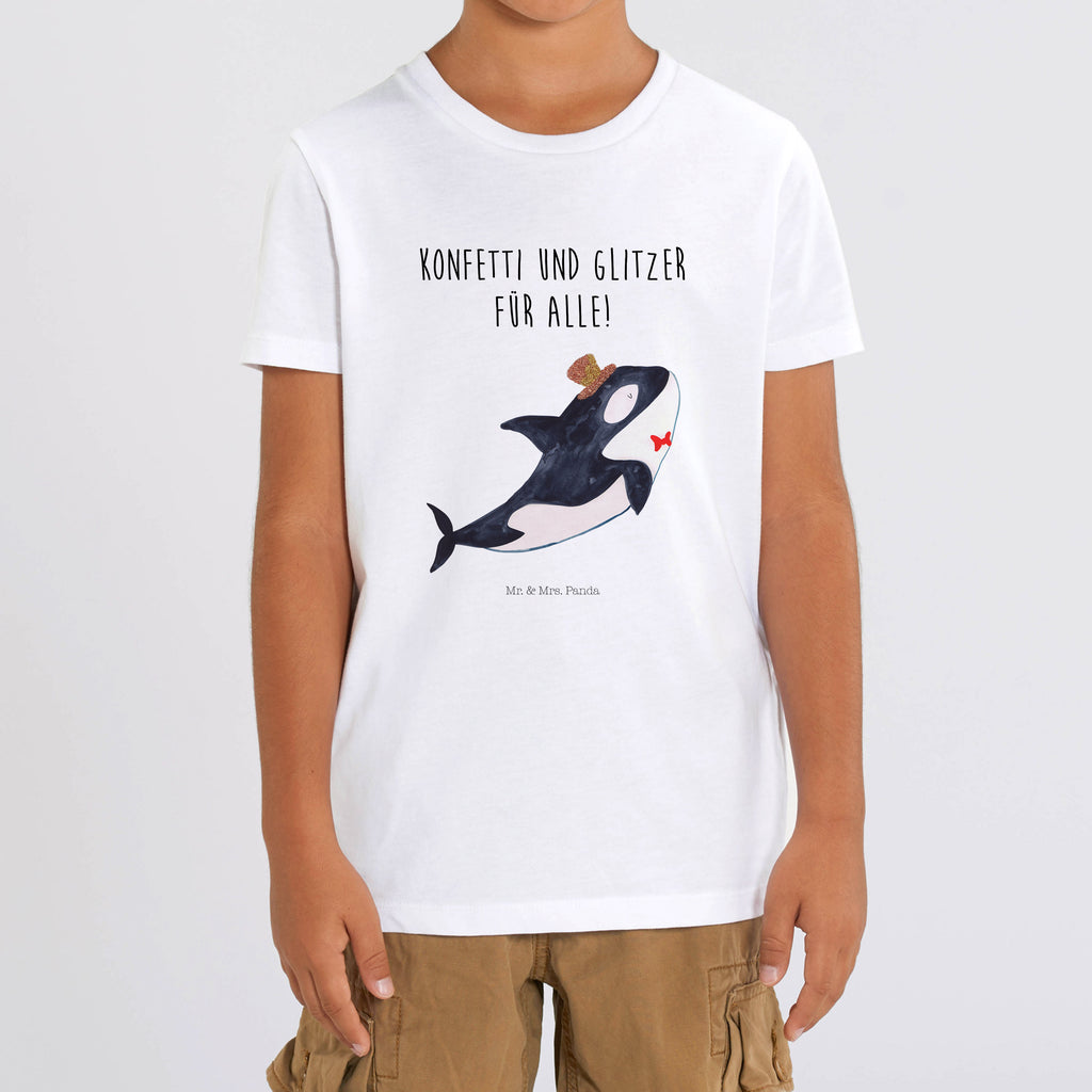 5-6 Jahre Kinder T-Shirt Orca Zylinder Meerestiere, Meer, Urlaub, Narwal, Glitter, Konfetti, Glitzer, Geburtstag, Feier, Fete, Fest, Glückwunsch, Orca