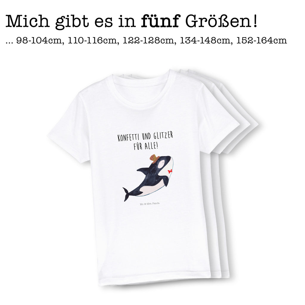 5-6 Jahre Kinder T-Shirt Orca Zylinder Meerestiere, Meer, Urlaub, Narwal, Glitter, Konfetti, Glitzer, Geburtstag, Feier, Fete, Fest, Glückwunsch, Orca