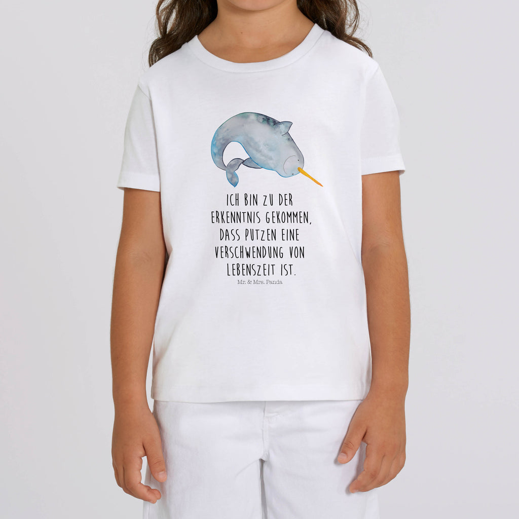 7-8 Jahre Kinder T-Shirt Narwal Meerestiere, Meer, Urlaub, Narwal, Wal, Putzen, Hausfrau, Junggesellin, aufräumen, Kinderzimmer