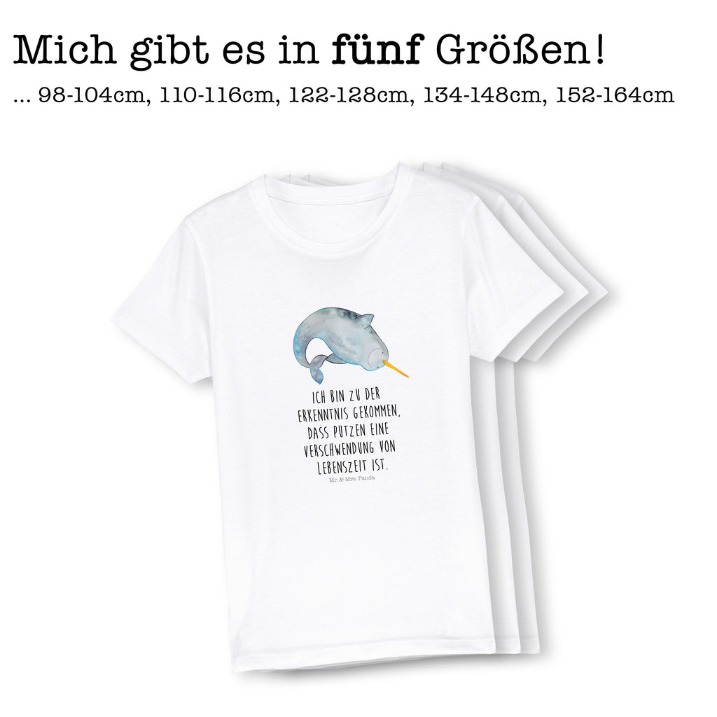 7-8 Jahre Kinder T-Shirt Narwal Meerestiere, Meer, Urlaub, Narwal, Wal, Putzen, Hausfrau, Junggesellin, aufräumen, Kinderzimmer