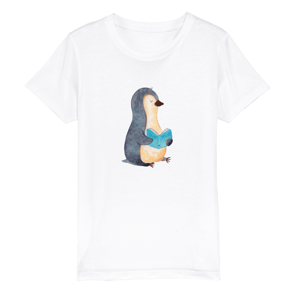 7-8 Jahre Kinder T-Shirt Pinguin Buch Pinguin, Pinguine, Buch, Lesen, Bücherwurm, Nichtstun, Faulenzen, Ferien, Urlaub, Freizeit