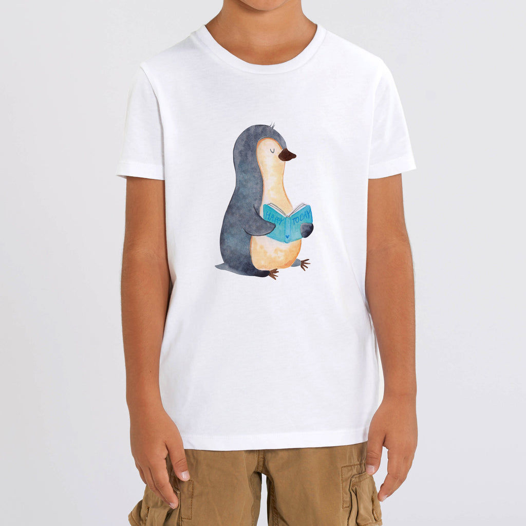 7-8 Jahre Kinder T-Shirt Pinguin Buch Pinguin, Pinguine, Buch, Lesen, Bücherwurm, Nichtstun, Faulenzen, Ferien, Urlaub, Freizeit