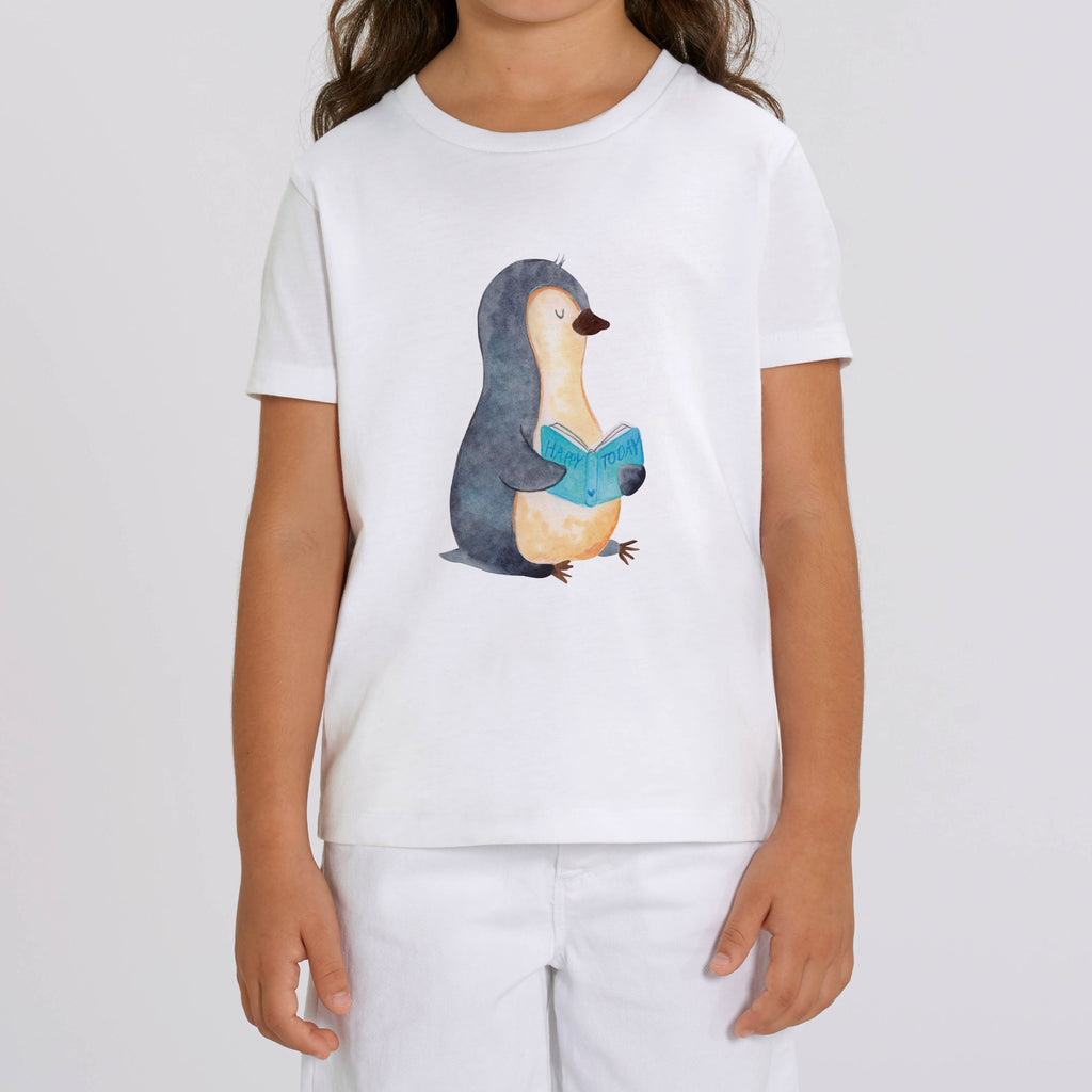 7-8 Jahre Kinder T-Shirt Pinguin Buch Pinguin, Pinguine, Buch, Lesen, Bücherwurm, Nichtstun, Faulenzen, Ferien, Urlaub, Freizeit