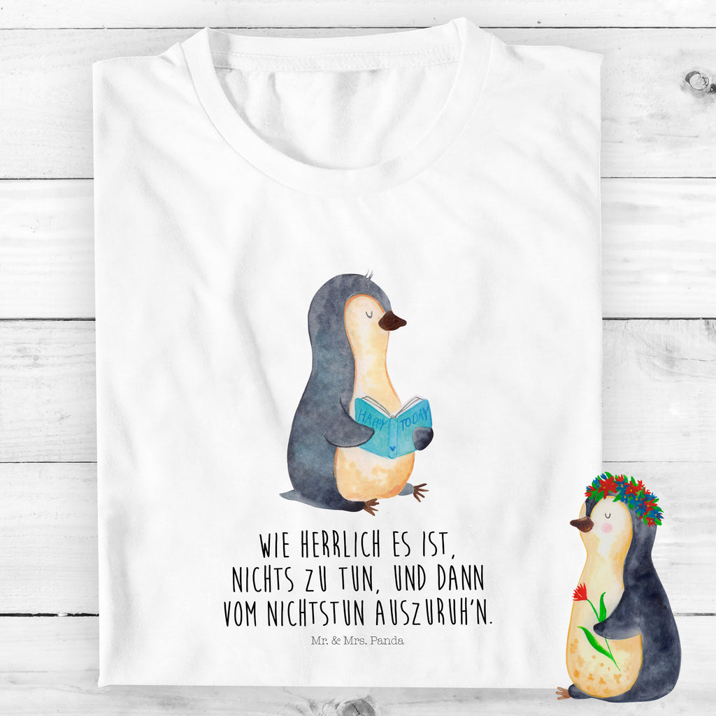 7-8 Jahre Kinder T-Shirt Pinguin Buch Pinguin, Pinguine, Buch, Lesen, Bücherwurm, Nichtstun, Faulenzen, Ferien, Urlaub, Freizeit