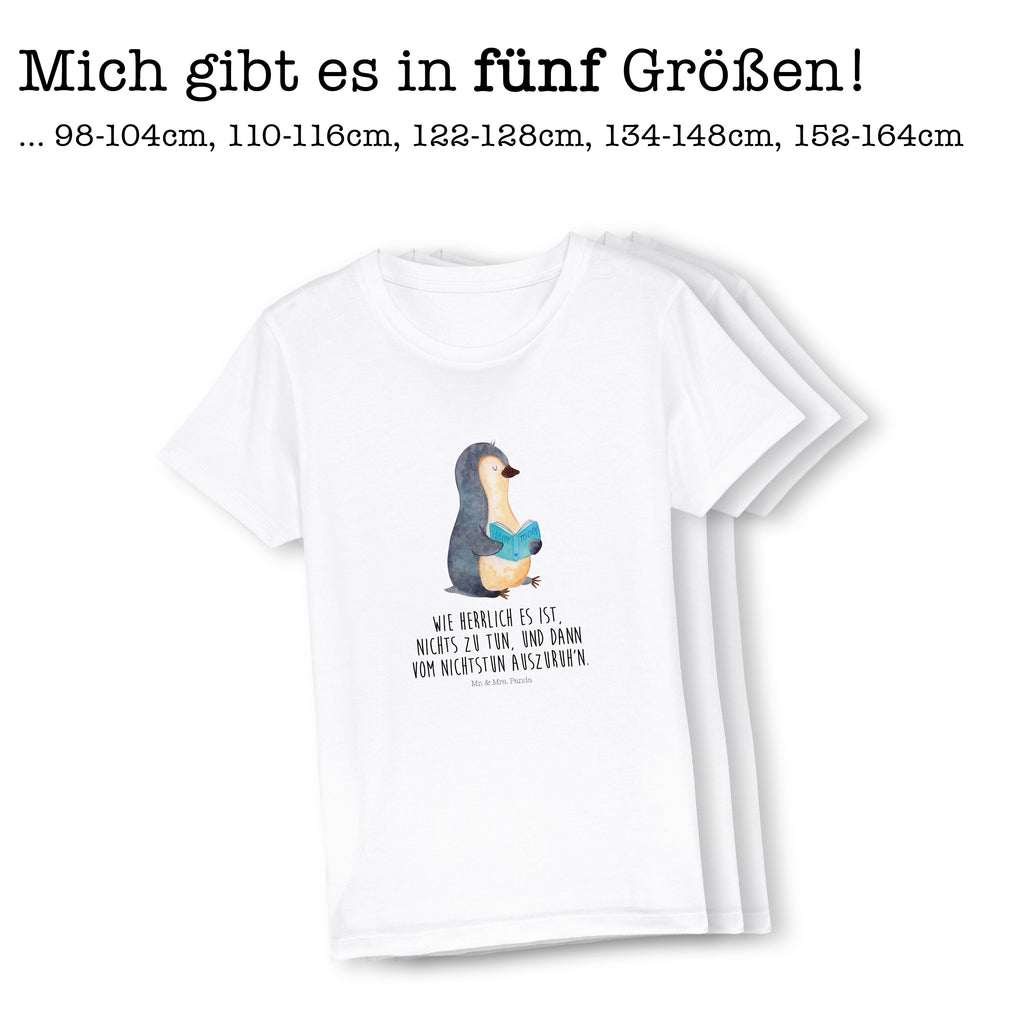 7-8 Jahre Kinder T-Shirt Pinguin Buch Pinguin, Pinguine, Buch, Lesen, Bücherwurm, Nichtstun, Faulenzen, Ferien, Urlaub, Freizeit
