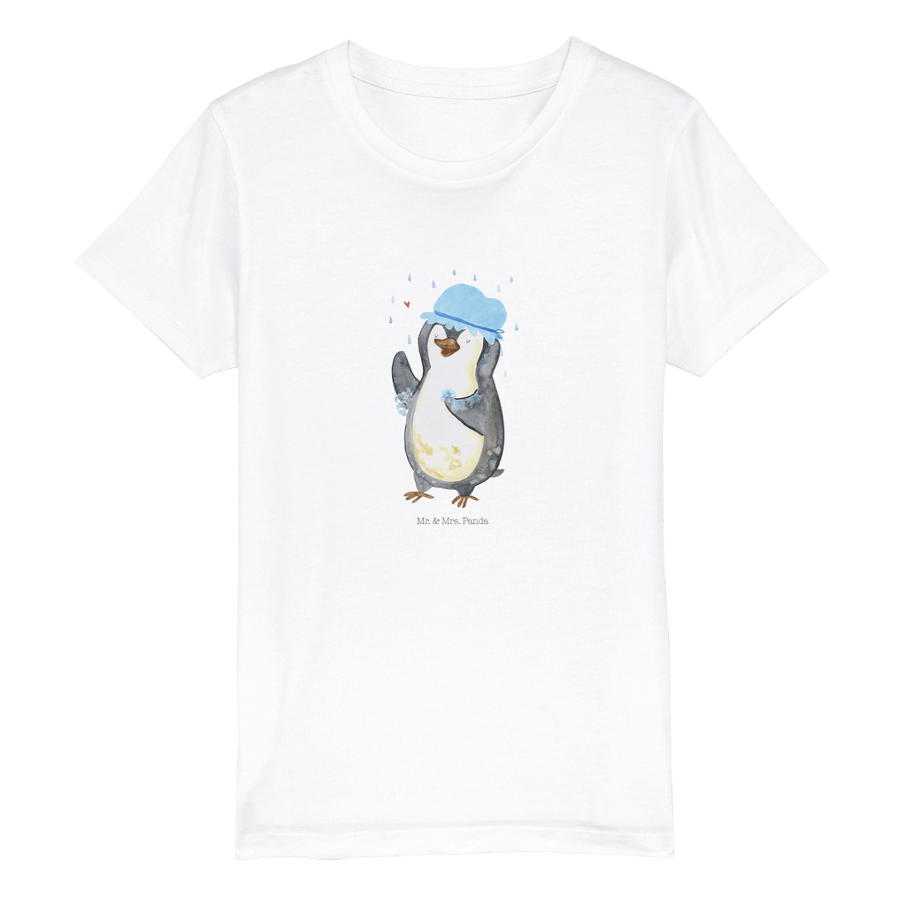 7-8 Jahre Kinder T-Shirt Pinguin duscht Pinguin, Pinguine, Dusche, duschen, Lebensmotto, Motivation, Neustart, Neuanfang, glücklich sein