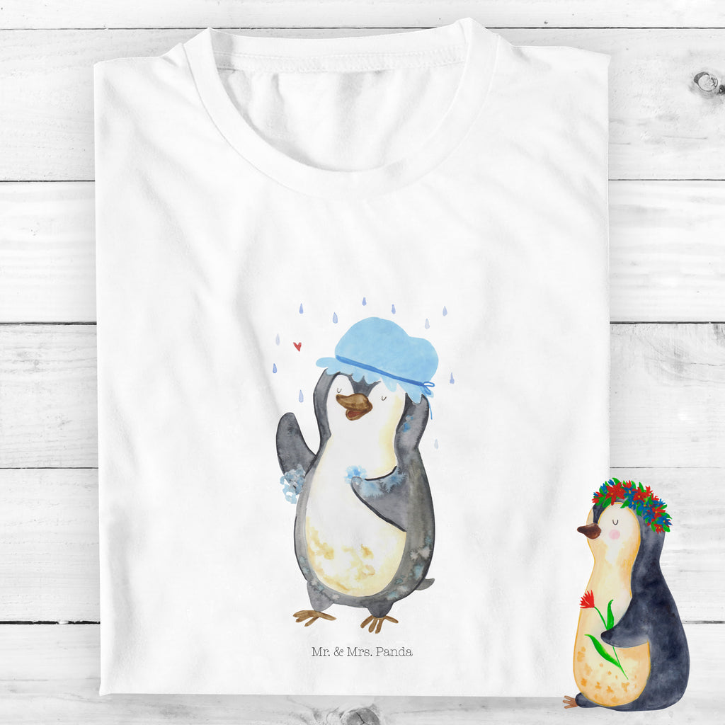 7-8 Jahre Kinder T-Shirt Pinguin duscht Pinguin, Pinguine, Dusche, duschen, Lebensmotto, Motivation, Neustart, Neuanfang, glücklich sein