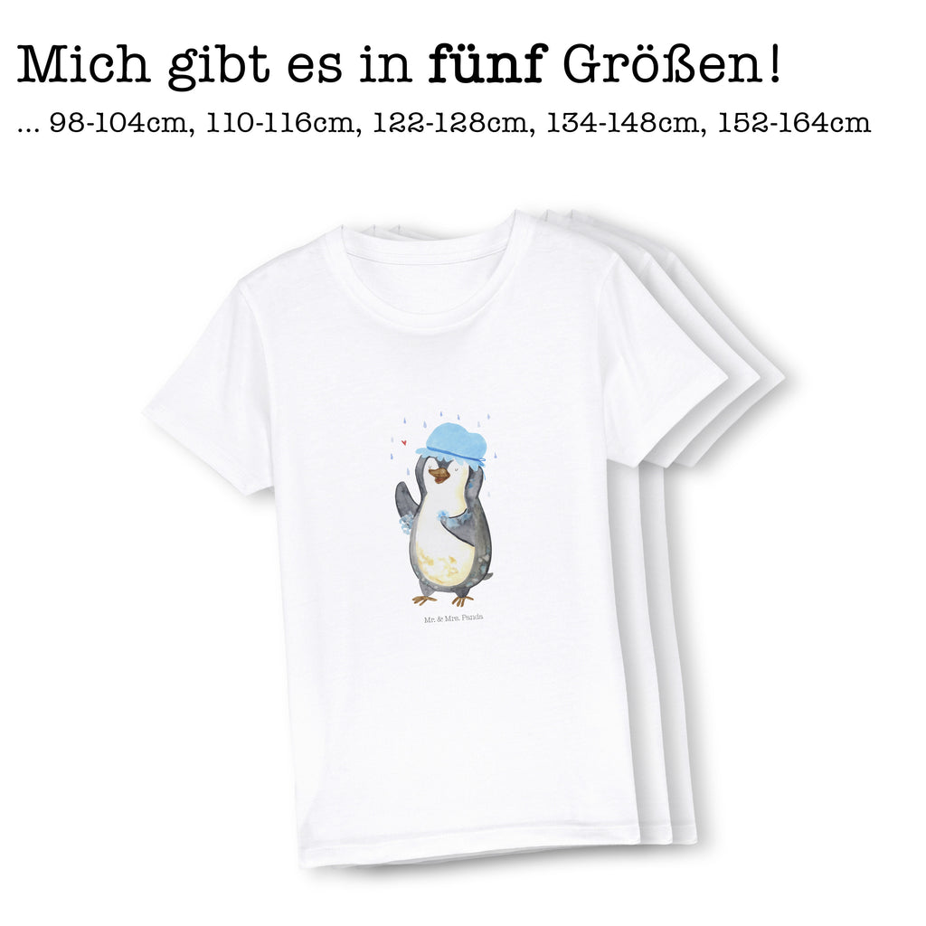 7-8 Jahre Kinder T-Shirt Pinguin duscht Pinguin, Pinguine, Dusche, duschen, Lebensmotto, Motivation, Neustart, Neuanfang, glücklich sein