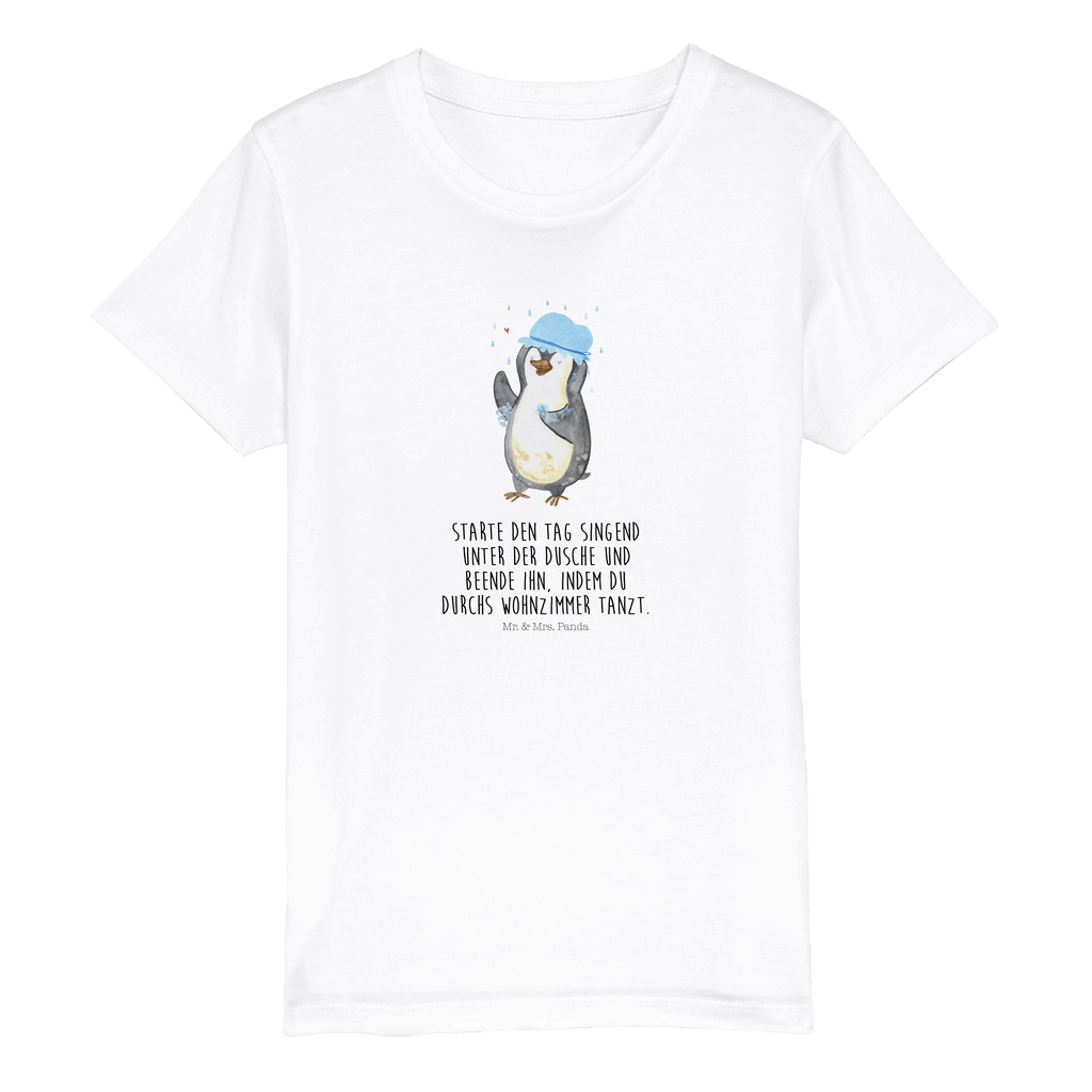7-8 Jahre Kinder T-Shirt Pinguin duscht Pinguin, Pinguine, Dusche, duschen, Lebensmotto, Motivation, Neustart, Neuanfang, glücklich sein