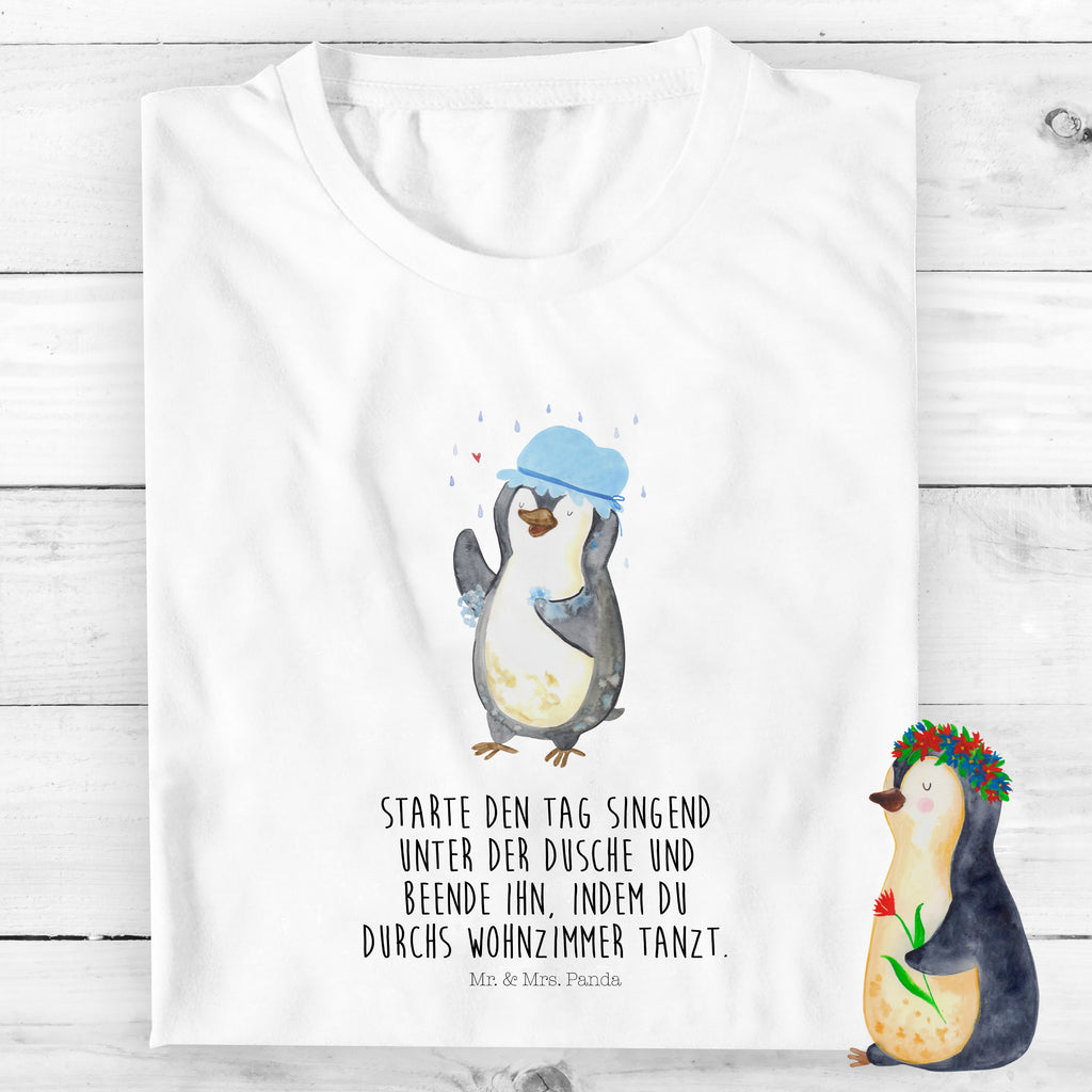 7-8 Jahre Kinder T-Shirt Pinguin duscht Pinguin, Pinguine, Dusche, duschen, Lebensmotto, Motivation, Neustart, Neuanfang, glücklich sein