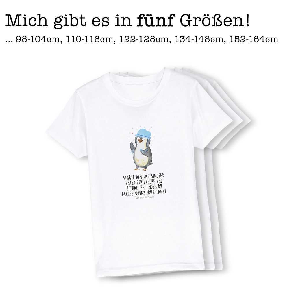 7-8 Jahre Kinder T-Shirt Pinguin duscht Pinguin, Pinguine, Dusche, duschen, Lebensmotto, Motivation, Neustart, Neuanfang, glücklich sein