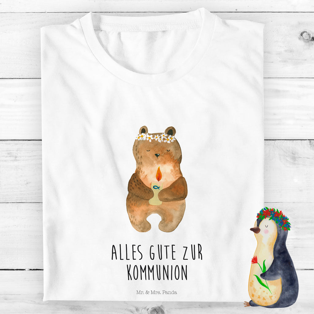 9-11 Jahre Kinder T-Shirt Kommunion-Bär Bär, Teddy, Teddybär, Kommunion, Gottes Segen, Taufkerze, katholisch