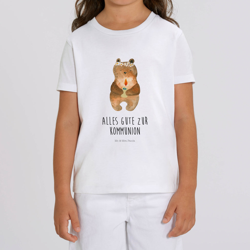 9-11 Jahre Kinder T-Shirt Kommunion-Bär Bär, Teddy, Teddybär, Kommunion, Gottes Segen, Taufkerze, katholisch