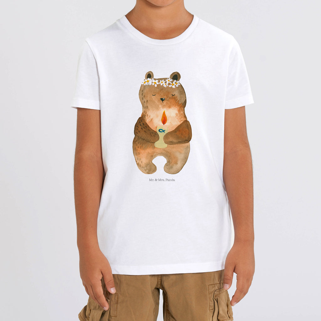 9-11 Jahre Kinder T-Shirt Kommunion-Bär Bär, Teddy, Teddybär, Kommunion, Gottes Segen, Taufkerze, katholisch