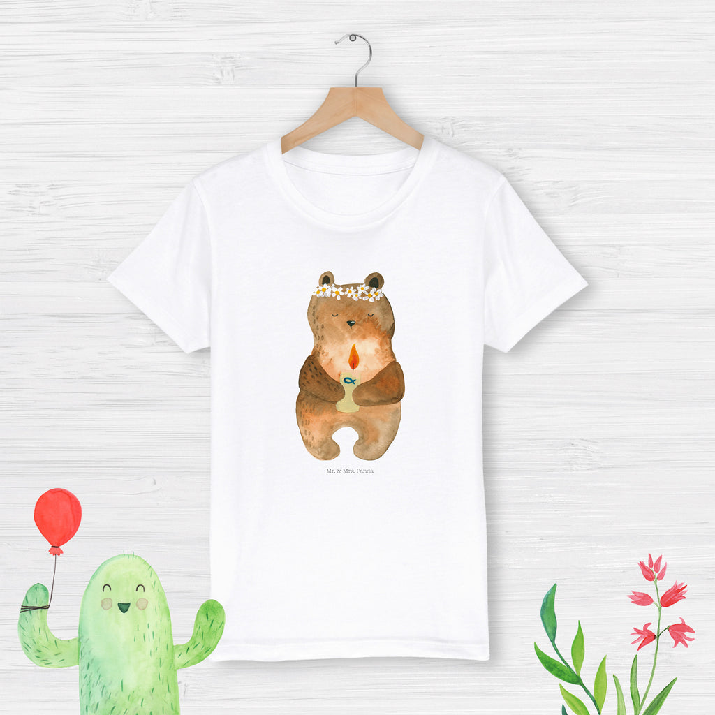 9-11 Jahre Kinder T-Shirt Kommunion-Bär Bär, Teddy, Teddybär, Kommunion, Gottes Segen, Taufkerze, katholisch