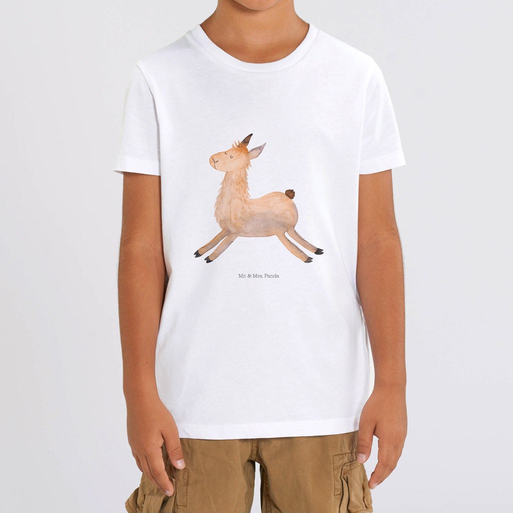 7-8 Jahre Kinder T-Shirt Lama springend Lama, Alpaka, Lamas, Lieblingstag, Happy day, fröhlich, Glück, Freundin, Liebeskummer, Neustart, guten Morgen, Start, Prüfung, Abitur