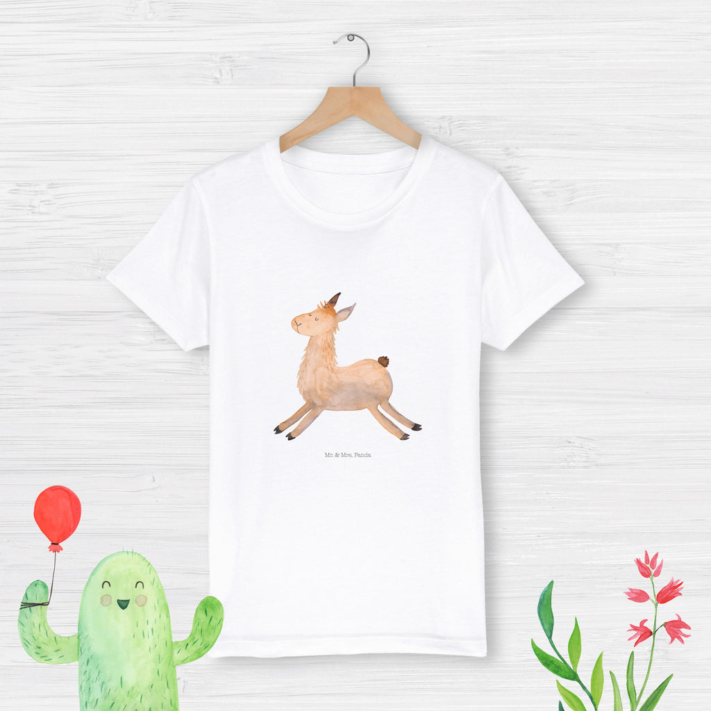 7-8 Jahre Kinder T-Shirt Lama springend Lama, Alpaka, Lamas, Lieblingstag, Happy day, fröhlich, Glück, Freundin, Liebeskummer, Neustart, guten Morgen, Start, Prüfung, Abitur